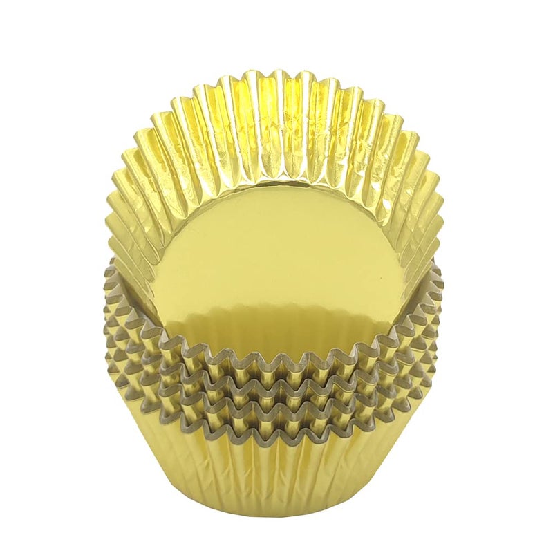 Mombake Standard Gold Foil Cupcake Liners Muffin Baking Cups for Party and More, 100-Count - Image 1